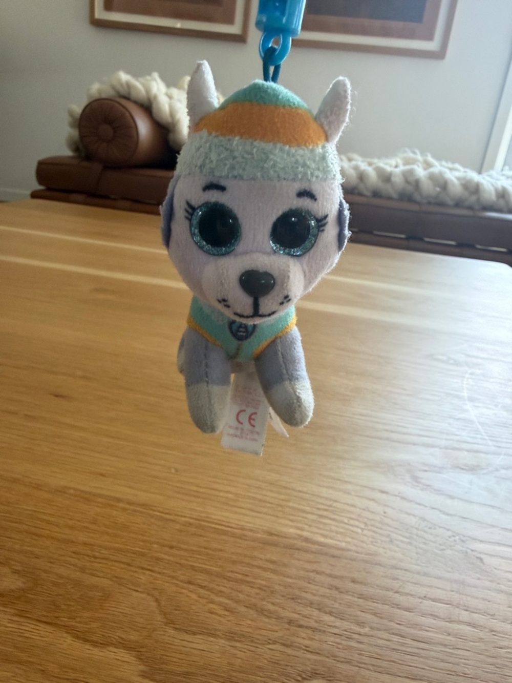 Ty Plush Dog Key Clip - Light Purple, Teal & Yellow